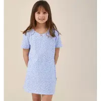 Little label - zomer nachthemd meisjes - luipaard blauw - 158-164 / 14Y - extra zachte bio-katoen