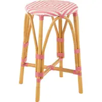 J-Line Stool rattan pink/white small