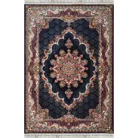 Muratap Isfahan oosters vloerkleed nain laagpolig klassiek vintage tapijt / navy / multi- 200x300 cm