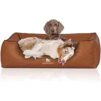 Knuffelwuff Hondenbed Henderson van kunstleer oversized XXXL 155 x 105cm roestkleurig