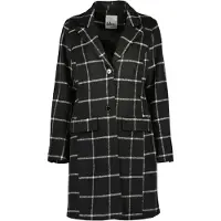 Blue Seven - Jas 291096 zwart ruit lang model - maat 36