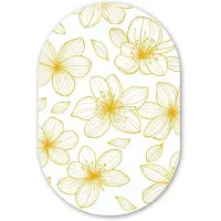 MuchoWow Muurovaal 80x120 cm - Ovale wanddecoratie Bloemen - Patroon - Illustratie - Geel - Ovalen schilderij - Muurdecoratie woonkamer - Kamer decoratie - Schilderijen - Wandcirkel