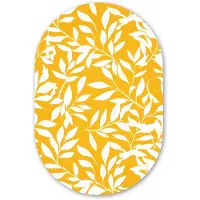 MuchoWow Muurovaal 80x120 cm - Ovale wanddecoratie Bladeren - Takken - Geel - Ovalen schilderij - Muurdecoratie woonkamer - Kamer decoratie - Schilderijen - Wandcirkel