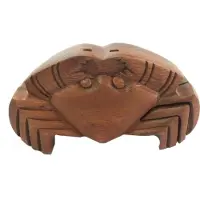 Awgifts Bali Houten Puzzel Doos - Krab - Handgemaakt - Woondecoratie - Opbergdoosje - 14x7cm