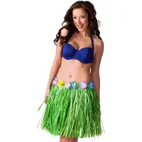 Boland Hawaii verkleed rokje - dames - groen - hoela rokje - tropisch - kort 45 cm - verkleedkleding