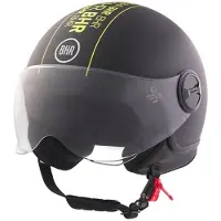 BHR 835 - Vespa Helm - zwart stripe - maat XS - Mat Zwarte Jethelm - Scooter en Motorhelm