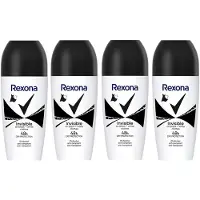 Rexona Deo Roller– Invisible Black & White - Voordeelverpakking 4 x 50 ml