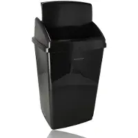 Discountershop Prullenbak 50L Zwart – 66x33x38 cm – Afvalemmer Keuken en Kantoor – Vuilnisbak 50 Liter Kunststof – Afvalbak met Swing- Schuifdeksel