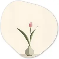 MuchoWow Organische wanddecoratie 40x40 cm - Organisch schilderij Tulp - Vaas - Beige - Muurdecoratie woonkamer - Kamer decoratie - Schilderijen - Muurcirkel aesthetic