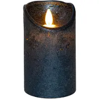 Anna's Collection Led kaars/stompkaars - metallic blauw - wax - H12,5 x D7,5 cm - bewegende vlam