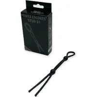 Power Escorts Black Power Stud 01 Verstelbare Cockring - BR77 - Zwart