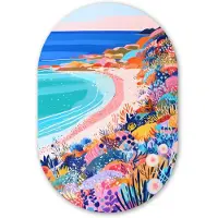 MuchoWow Muurovaal 40x60 cm - Ovale wanddecoratie Bloemenweide - Zee - Zomers - Ovalen schilderij - Muurdecoratie woonkamer - Kamer decoratie - Schilderijen - Wandcirkel
