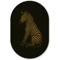 MuchoWow Muurovaal 40x60 cm - Ovale wanddecoratie Zebra - Strepen - Goud - Ovalen schilderij - Muurdecoratie woonkamer - Kamer decoratie - Schilderijen - Wandcirkel