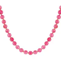 Yehwang Dames Kralenketting Fuchsia - Hars Kralen -Roestvrij staal - 43 cm