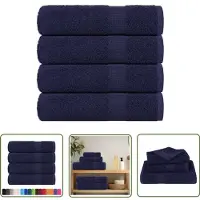 The Living Store Handdoeken 4 st 50x100 cm 360 g/m² 100% katoen marineblauw - Badhanddoeken - Handdoeken Set - Katoenen Handdoeken - Blauwe Handdoeken - Ring Gesponnen Katoen