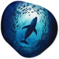 MuchoWow Organische wanddecoratie 40x40 cm - Organisch schilderij Walvis - Vissen - Donkerblauw - Muurdecoratie woonkamer - Kamer decoratie - Schilderijen - Muurcirkel aesthetic