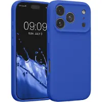 Kwmobile telefoonhoesje geschikt voor Apple iPhone 17 Pro - TPU backcover met siliconen coating - Smartphone case in Baltisch blauw