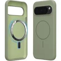 Kwmobile Telefoonhoesje voor Google Pixel 10 Pro XL - Hoes met siliconen randen en magnetische achterkant compatibel met MagSafe, in grijsgroen