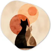 MuchoWow Organische wanddecoratie 60x60 cm - Organisch schilderij Katten - Zwart - Abstract - Cirkels - Muurdecoratie woonkamer - Kamer decoratie - Schilderijen - Muurcirkel aesthetic