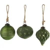 J-Line kerstbal Geoxideerd - glas - groen - large - 3 stuks