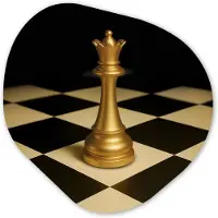 MuchoWow Organische wanddecoratie 90x90 cm - Organisch schilderij Koningin - Schaakstuk - Geblokt - Goud - Muurdecoratie woonkamer - Kamer decoratie - Schilderijen - Muurcirkel aesthetic