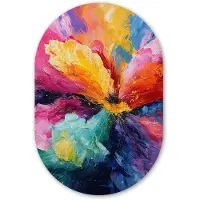 MuchoWow Muurovaal 40x60 cm - Ovale wanddecoratie Bloemexplosie - Veelkleurig - Bewegend - Ovalen schilderij - Muurdecoratie woonkamer - Kamer decoratie - Schilderijen - Wandcirkel