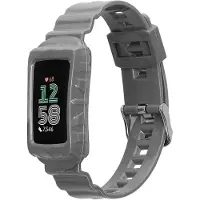 Kwmobile smartwatch bandje en bumper van silicone - geschikt voor Fitbit Charge 6 / Charge 5 - in grijs - Optimale bescherming