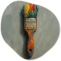 MuchoWow Organische wanddecoratie 40x40 cm - Organisch schilderij Verf - Kwast - Schilderij - Muurdecoratie woonkamer - Kamer decoratie - Schilderijen - Muurcirkel aesthetic