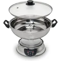 Remo - Hotpot - RVS - Elektrische fonduepan - 2 aparte vakken - 4,5 liter - Ø30cm - Temperatuurregelaar - Bekijk de Unboxing Video