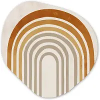 MuchoWow Organische wanddecoratie 40x40 cm - Organisch schilderij Minimalistisch - Boog - Lijnen - Beige - Muurdecoratie woonkamer - Kamer decoratie - Schilderijen - Muurcirkel aesthetic