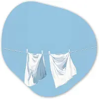 MuchoWow Organische wanddecoratie 40x40 cm - Organisch schilderij Lakens - Waslijn - Blauw - Minimalistisch - Muurdecoratie woonkamer - Kamer decoratie - Schilderijen - Muurcirkel aesthetic