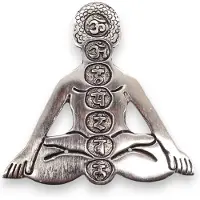 Ancient Wisdom Gepolijste aluminium Seven Chakra Yoga wierookhouder 12x12cm