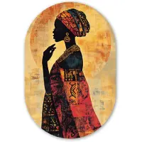 MuchoWow Muurovaal 80x120 cm - Ovale wanddecoratie Vrouw - Silhouet - Patronen - Sierlijk - Ovalen schilderij - Muurdecoratie woonkamer - Kamer decoratie - Schilderijen - Wandcirkel