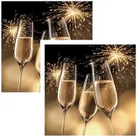 Ambiente Servetten Oud en Nieuw - 60x stuks - 3 laags - 33 x 33 cm - champagne - NYE - proosten