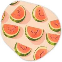 MuchoWow Organische wanddecoratie 60x60 cm - Organisch schilderij Watermeloen - Schijfjes - Pitten - Rood - Muurdecoratie woonkamer - Kamer decoratie - Schilderijen - Muurcirkel aesthetic