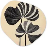 MuchoWow Organische wanddecoratie 90x90 cm - Organisch schilderij Zwart - Bladeren - Strepen - Minimalistisch - Muurdecoratie woonkamer - Kamer decoratie - Schilderijen - Muurcirkel aesthetic