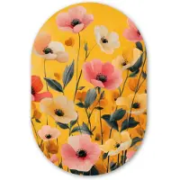 MuchoWow Muurovaal 40x60 cm - Ovale wanddecoratie Bloemen - Veld - Geel - Ovalen schilderij - Muurdecoratie woonkamer - Kamer decoratie - Schilderijen - Wandcirkel