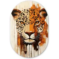 MuchoWow Muurovaal 80x120 cm - Ovale wanddecoratie Luipaard - Symmetrisch - Strepen - Ovalen schilderij - Muurdecoratie woonkamer - Kamer decoratie - Schilderijen - Wandcirkel