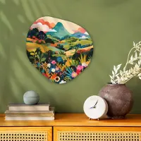 MuchoWow Organische wanddecoratie 40x40 cm - Organisch schilderij Zonlicht - Heuvels - Wolkenlucht - Muurdecoratie woonkamer - Kamer decoratie - Schilderijen - Muurcirkel aesthetic