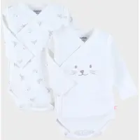 Noukie'S - 2 Pack - Rompertjes - Gebroken wit - 0 maand 50