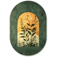 MuchoWow Muurovaal 60x90 cm - Ovale wanddecoratie Plant - Bloemen - Wit - Ovalen schilderij - Muurdecoratie woonkamer - Kamer decoratie - Schilderijen - Wandcirkel