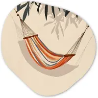 MuchoWow Organische wanddecoratie 40x40 cm - Organisch schilderij Hangmat - Kleurrijk - Bladeren - Schaduw - Muurdecoratie woonkamer - Kamer decoratie - Schilderijen - Muurcirkel aesthetic