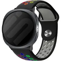 Strap-it Siliconen sport bandje met druksluiting - geschikt voor Samsung Galaxy Watch 8 - 40mm / Galaxy Watch 8 - 44mm / Galaxy Watch 8 Classic (zwart/kleurrijk)