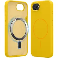 Kwmobile Telefoonhoesje voor Apple iPhone 17e / iPhone 16e - Hoes met siliconen randen en magnetische achterkant compatibel met MagSafe, in stralend geel