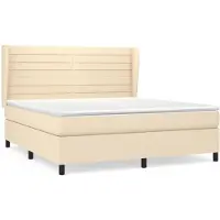 vidaXL Boxspring met matras stof crèmekleurig 160x200 cm