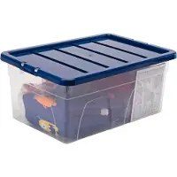 Fellowes BANKERS BOX Opbergdoos - polypropeen - L 560 x B 370 x H 250 mm – inhoud 38 L - stapelbaar - deksel met clipsluiting – transparant en donkerblauw deksel