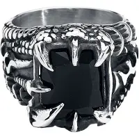 EtNox hard and heavy - Gothic Ring - Crystal Claw - voor Mannen - zilverkleurig - Maat XL