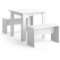 Vicco Sentio Eettafel set – 80 x 80 cm met 2 banken Wit