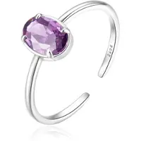 Elenza AMS Luxueuze Elenza Zilveren Ring met Paarse Kristal – Onberispelijke Klasse voor Dames