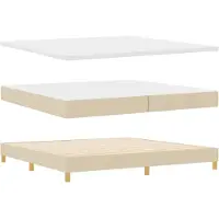 vidaXL Boxspring bed met matras met hoofdeinde Crème 200 x 200 cm Stof